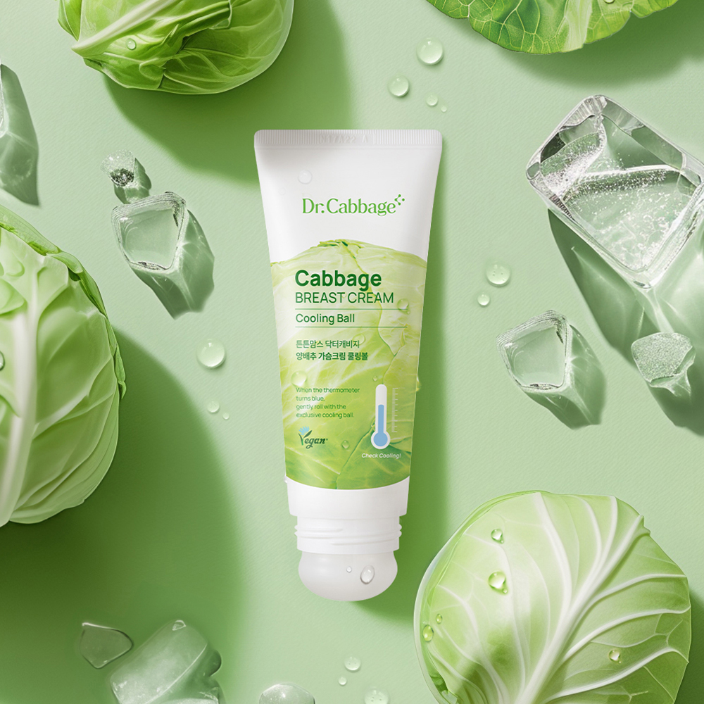 튼튼맘스 양배추 가슴 크림 쿨링볼 100ml + 가슴핏 마사지 냉온 찜질팩 1개